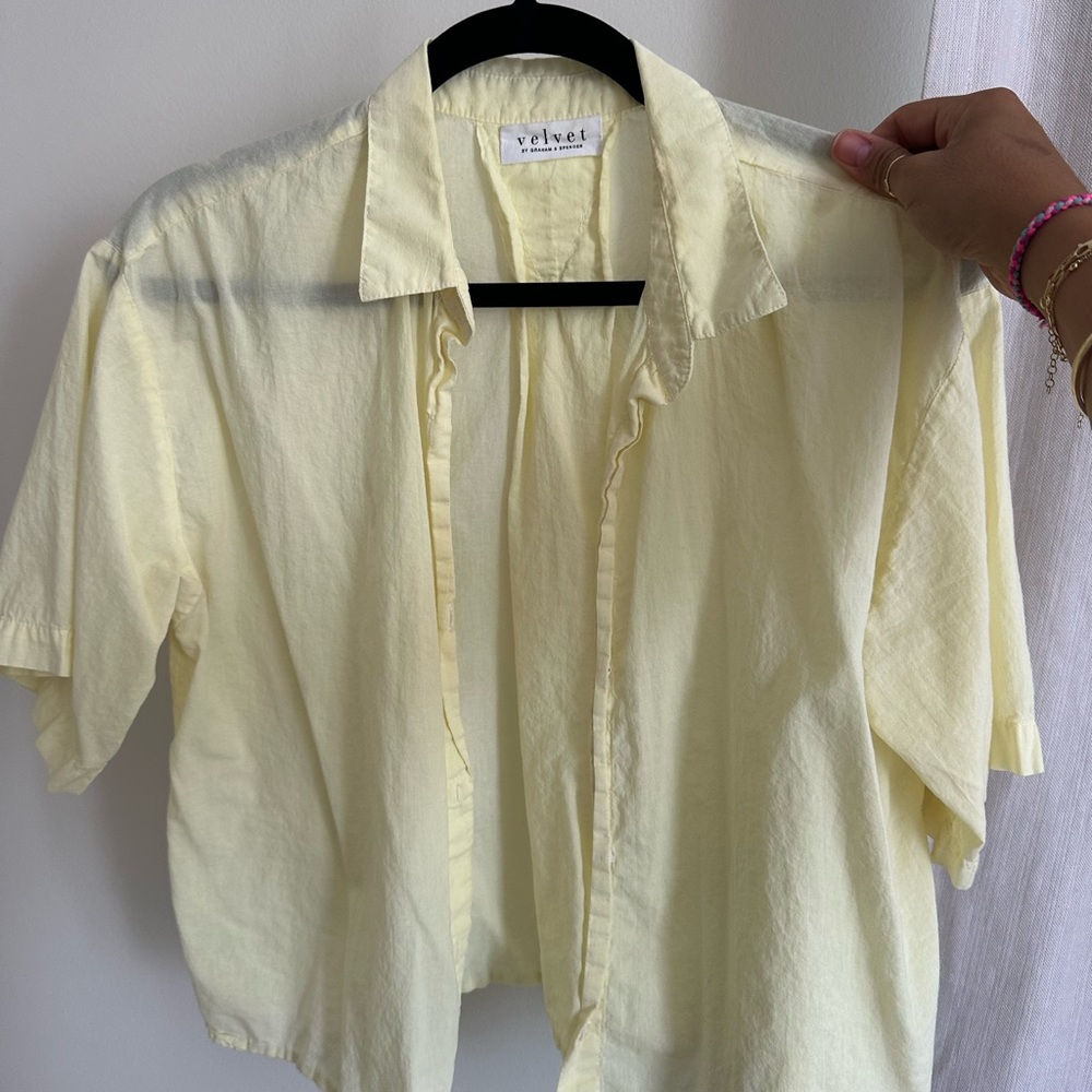 Velvet Pale Yellow Button-Up Shirt